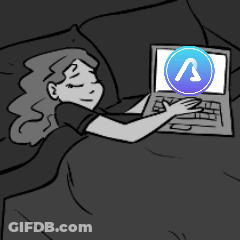 A Black And White Drawing Of A Woman Laying In Bed Using A Laptop Computer GIF