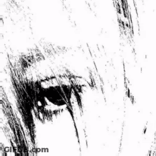 A Black And White Drawing Of A Woman 'S Eye With A Tear Coming Out Of It . GIF