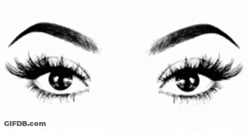 A Black And White Drawing Of A Woman 'S Eyes And Eyebrows . GIF