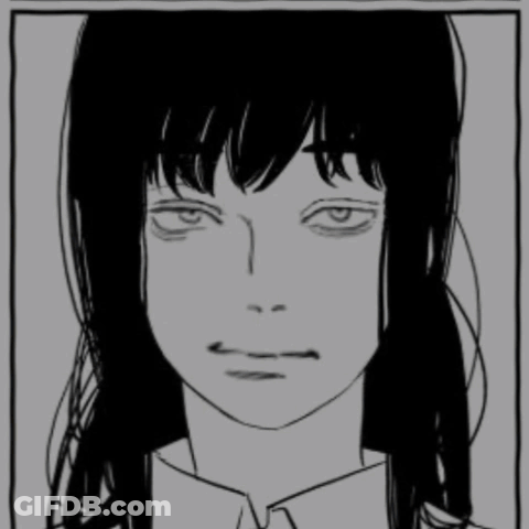 A Black And White Drawing Of A Woman 'S Face With A Serious Look On Her Face . GIF