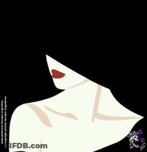 A Black And White Drawing Of A Woman 'S Face With Red Lips GIF