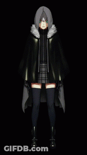A Black And White Drawing Of A Woman Wearing A Cape GIF