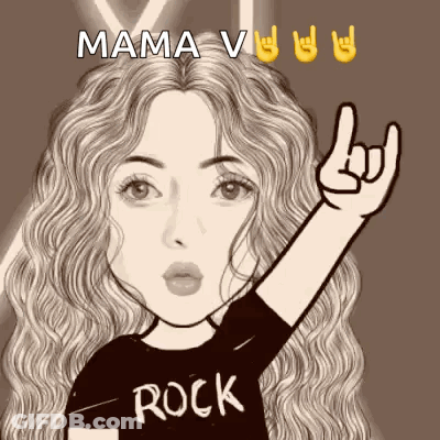 A Black And White Drawing Of A Woman Wearing A Rock T-Shirt GIF