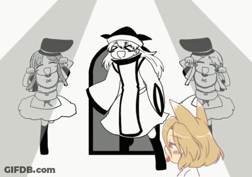 A Black And White Drawing Of A Woman With A Fox Ear GIF