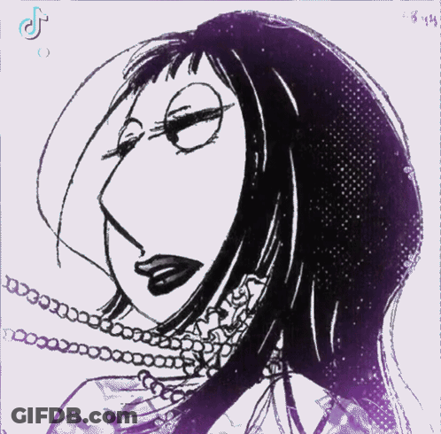 A Black And White Drawing Of A Woman With A Tik Tok Logo In The Corner GIF