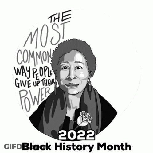 A Black And White Drawing Of A Woman With The Words " The Most Common Way People Give Up Their Power " Surrounding Her GIF