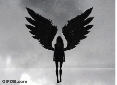 Black And White Woman With Wings Drawing GIF