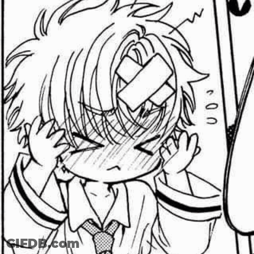 A Black And White Drawing Of A Young Boy With A Bandage On His Head . GIF