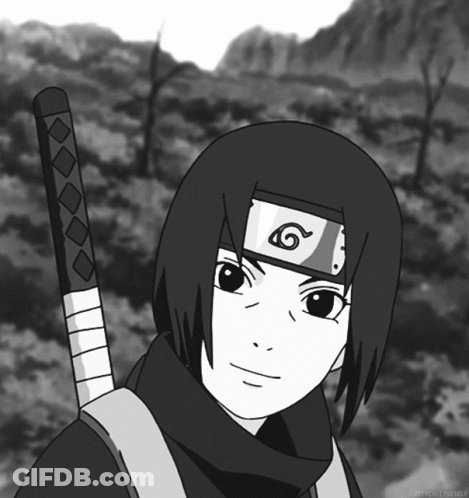 A Black And White Drawing Of A Young Boy With A Headband With A G On It GIF