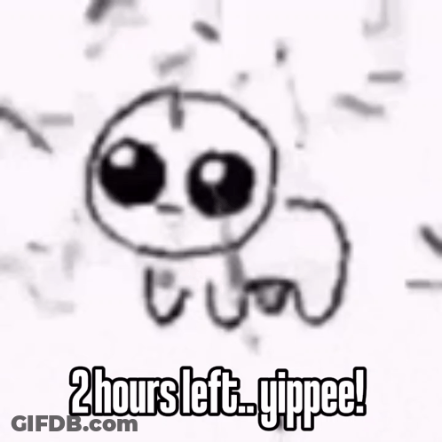 A Black And White Drawing Of An Octopus With The Words 2 Hours Left . GIF