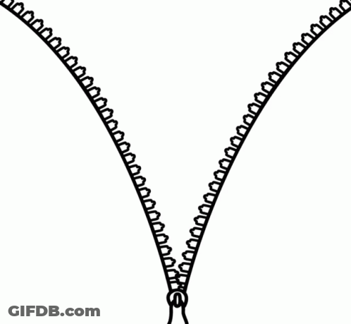 A Black And White Drawing Of An Open Zipper GIF