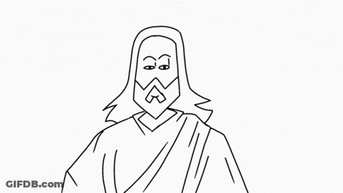 A Black And White Drawing Of Jesus With Long Hair And A Beard . GIF