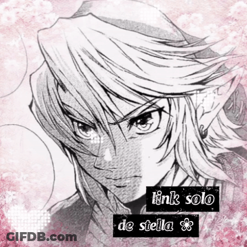 A Black And White Drawing Of Link With The Words Link Solo De Stella On The Bottom GIF