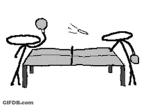 A Black And White Drawing Of Stick Figures Playing Ping Pong GIF