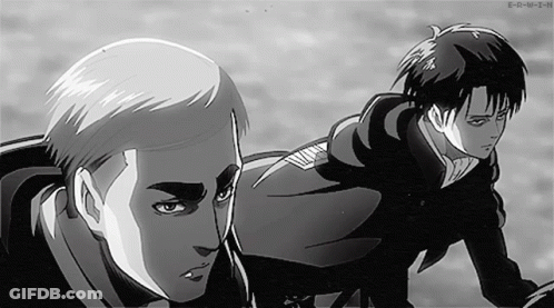 A Black And White Drawing Of Two Anime Characters With E-R-R-U-I-N Written On The Bottom Right GIF