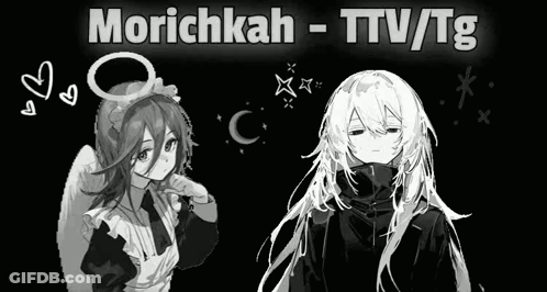 A Black And White Drawing Of Two Anime Girls , One Of Whom Is Wearing A Maid Outfit . GIF