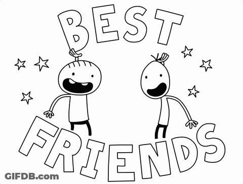 A Black And White Drawing Of Two Boys Holding Hands With The Words Best Friends Above Them GIF