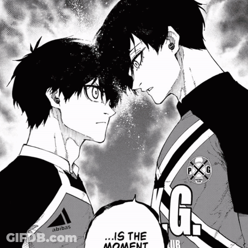 A Black And White Drawing Of Two Boys Looking At Each Other With The Words " Is The Moment " On The Bottom GIF