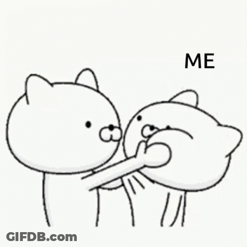A Black And White Drawing Of Two Cats Touching Each Other 'S Faces With The Word Me In The Middle . GIF