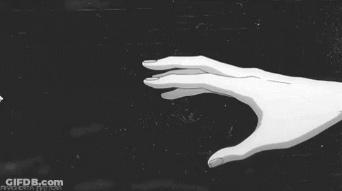 A Black And White Drawing Of Two Hands Reaching Out GIF