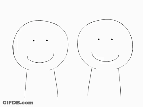 A Black And White Drawing Of Two People With Their Mouths Open GIF