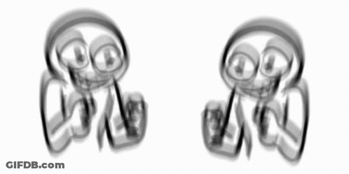 A Black And White Drawing Of Two Skeletons With Headphones On A White Background . GIF