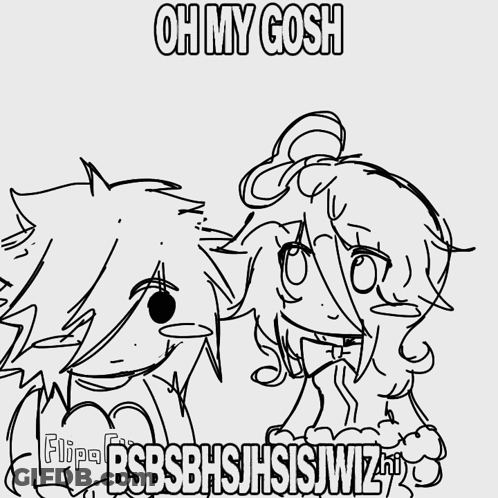 A Black And White Drawing With The Words Oh My Gosh In White Letters GIF