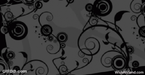 A Black And White Floral Pattern With The Website Wishafriend.com GIF