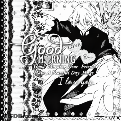 A Black And White Greeting Card That Says Good Morning GIF