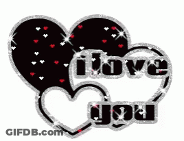 A Black And White Heart With The Words I Love You Written Inside Of It GIF