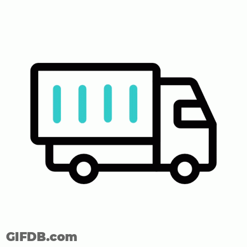 A Black And White Icon Of A Truck With A Container On It GIF