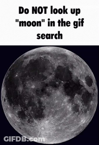 A Black And White Image Of A Full Moon With The Words Do Not Look Up " Moon " In The Gif Search Below It GIF