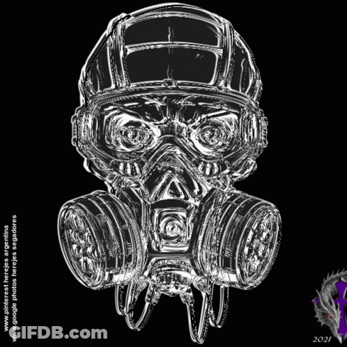 A Black And White Image Of A Gas Mask GIF