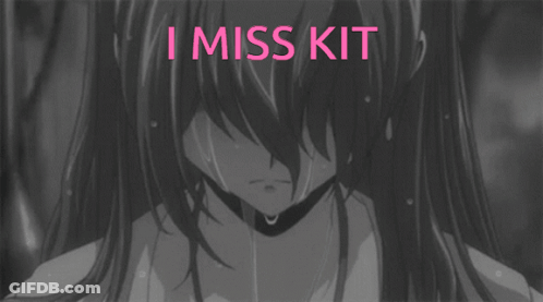 A Black And White Image Of A Girl With The Words I Miss Kit GIF