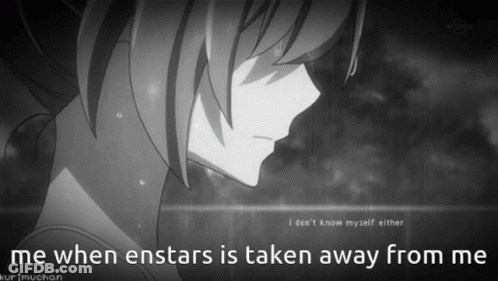 A Black And White Image Of A Girl With The Words Me When Enstars Is Taken Away From Me GIF
