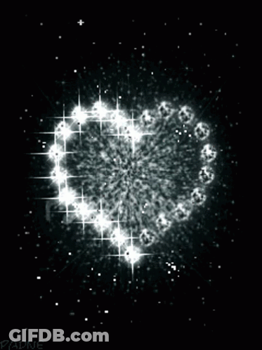 A Black And White Image Of A Heart Surrounded By Stars With The Name Padne At The Bottom GIF