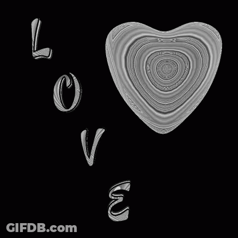 A Black And White Image Of A Heart With The Word Love Written Below It GIF