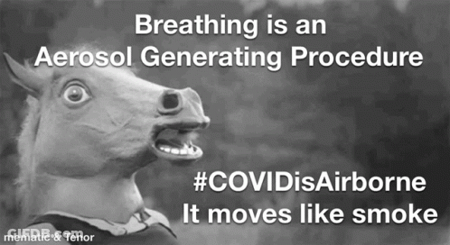 A Black And White Image Of A Horse With The Caption Breathing Is An Aerosol Generating Procedure GIF