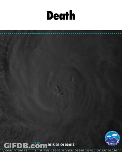 A Black And White Image Of A Hurricane With The Word Death Written Above It GIF