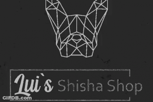 A Black And White Image Of A Logo For A Shisha Shop With A Geometric Design . GIF