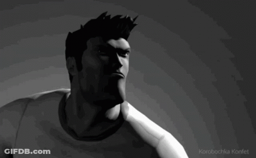 A Black And White Image Of A Man With The Word Korobotka On The Bottom Right GIF