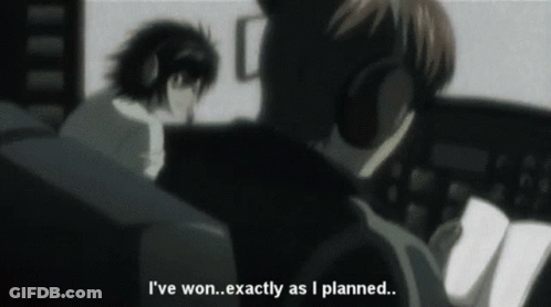 Black And White Image Of Man Saying Ive Won Exactly As I Planned GIF