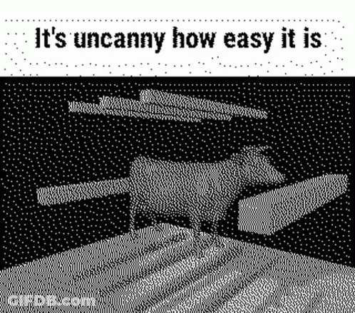 A Black And White Image Of A Person Holding A Sword And The Words `` It 'S Uncanny How Easy It Is '' GIF