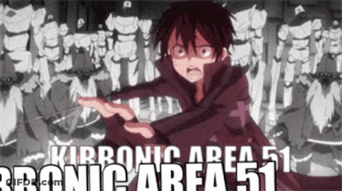 A Black And White Image Of A Person With The Words Kirtonic Area 51 On It GIF