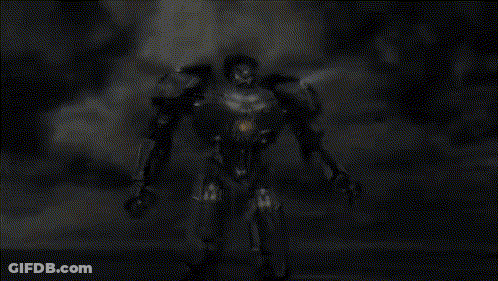 A Black And White Image Of A Robot With Smoke Coming Out Of It 'S Mouth GIF