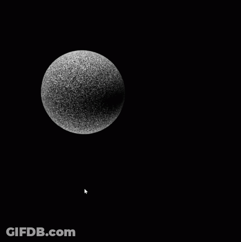 A Black And White Image Of A Sphere With A Smaller Sphere In The Background GIF