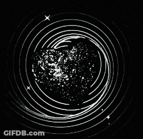 A Black And White Image Of A Swirl With A Circle In The Center GIF