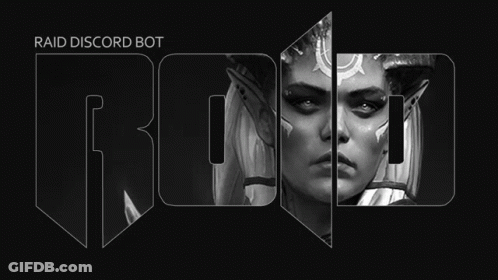 A Black And White Image Of A Woman With The Words Raid Discord Bot Above It GIF