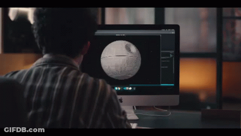 A Black And White Image Of The Death Star Made Of Lines . GIF