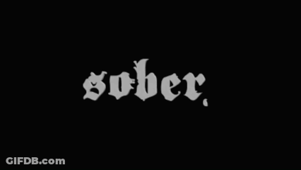 A Black And White Image Of The Word Sober Written In White Letters On A Black Background . GIF
